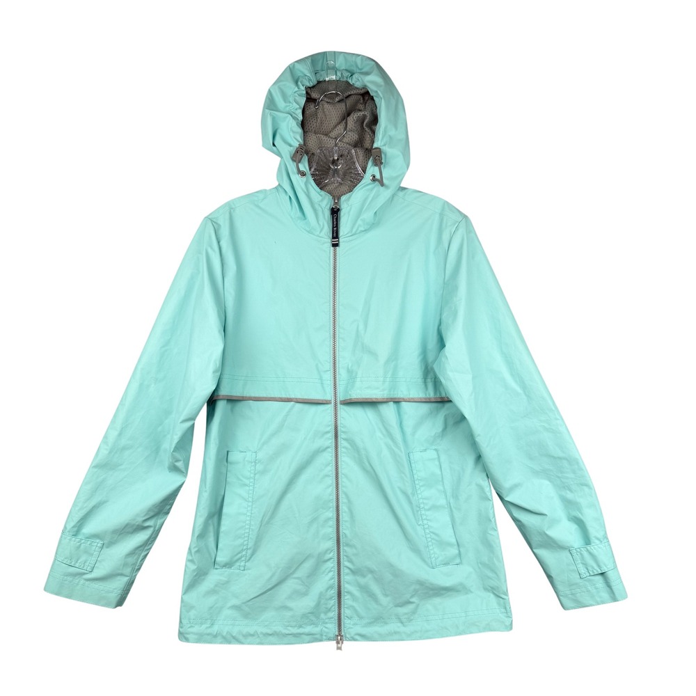 Charles River Apparel Women's XS Aqua Hooded Rain Jacket Lightweight